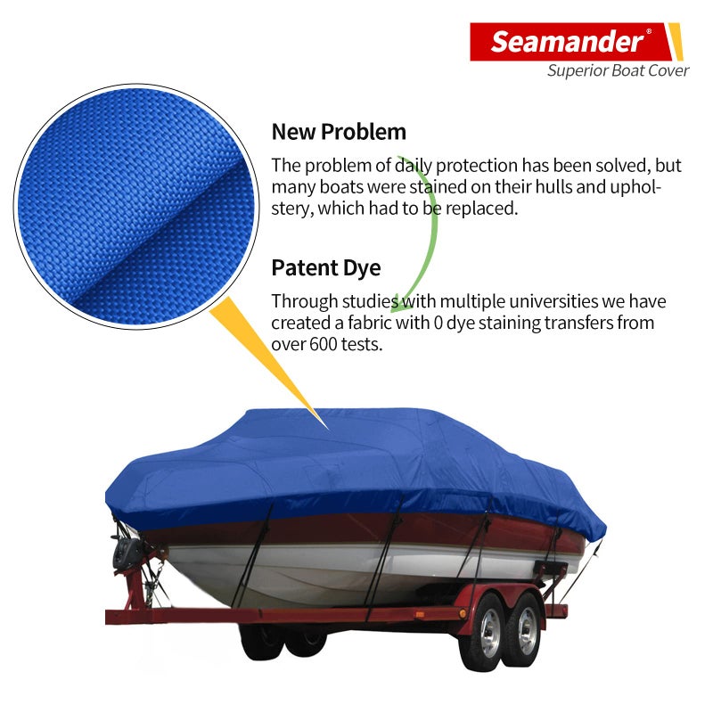 Seamander Heavy Duty Polyester Boat Cover - Marine Grade, Waterproof Fits Bass, V-Hull & Tri-Hull Boats, Fish & Ski, Runabout Bowrider - 14 ' to 16 ' Length, 90 ' Width - Image 3